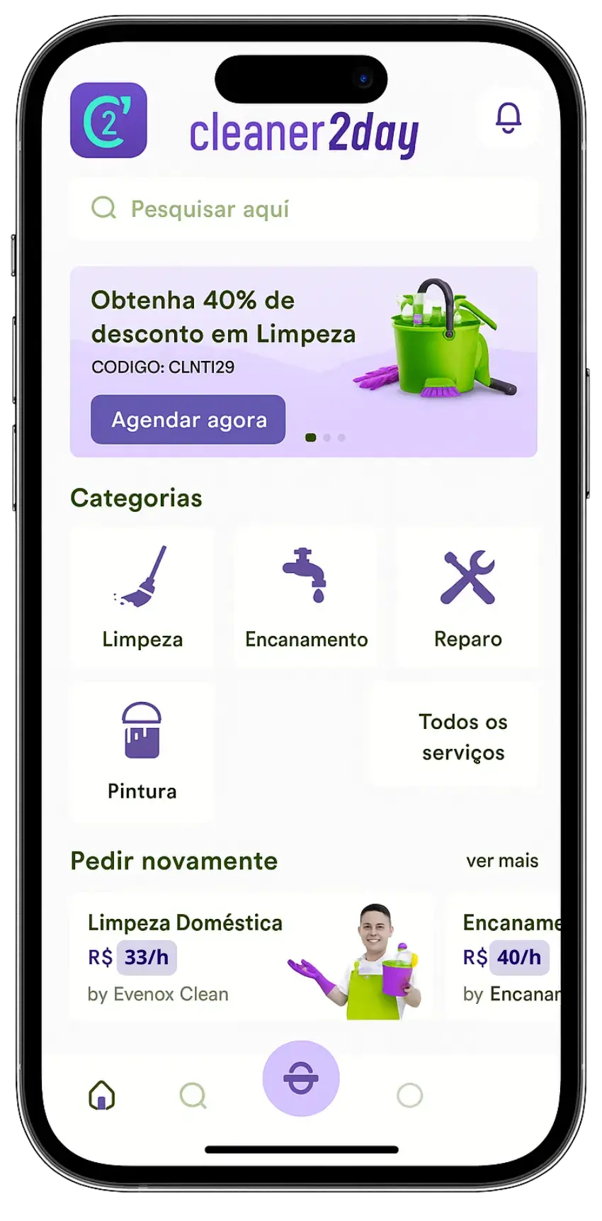 Aplicativo Cleaner2Day